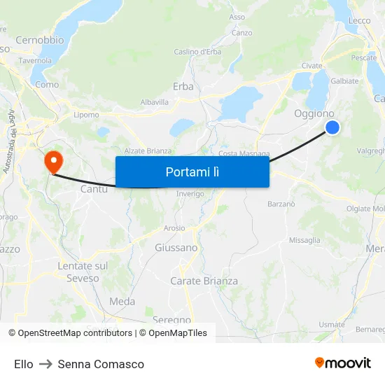 Ello to Senna Comasco map