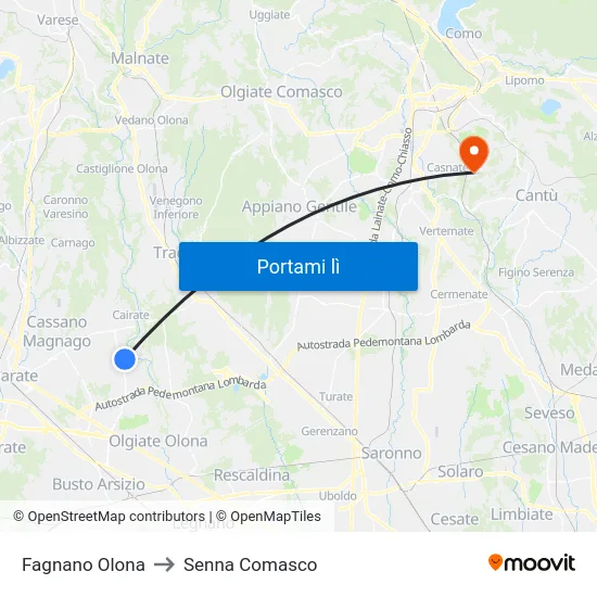 Fagnano Olona to Senna Comasco map