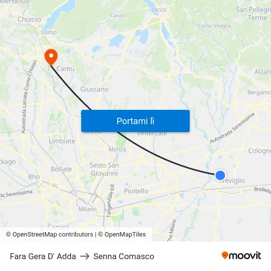 Fara Gera D' Adda to Senna Comasco map