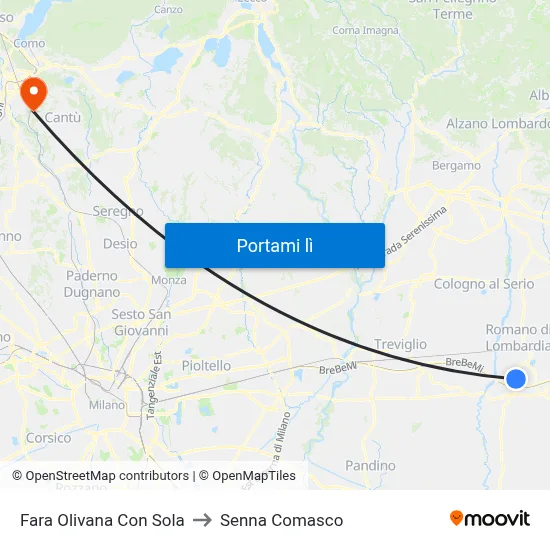 Fara Olivana Con Sola to Senna Comasco map