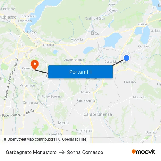 Garbagnate Monastero to Senna Comasco map