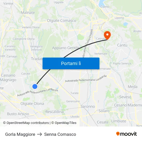 Gorla Maggiore to Senna Comasco map