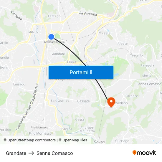 Grandate to Senna Comasco map