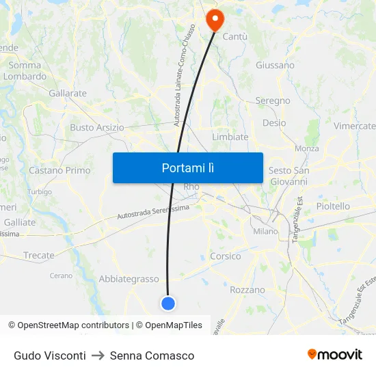 Gudo Visconti to Senna Comasco map