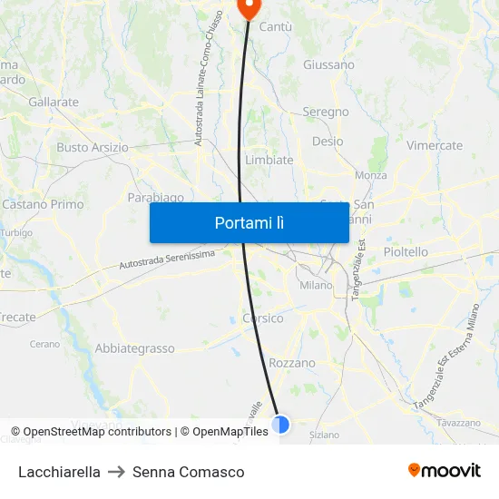 Lacchiarella to Senna Comasco map