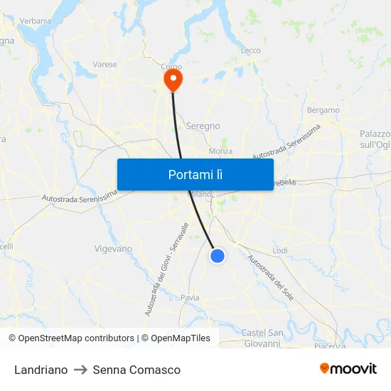 Landriano to Senna Comasco map