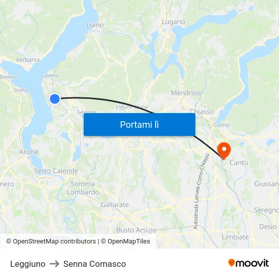 Leggiuno to Senna Comasco map