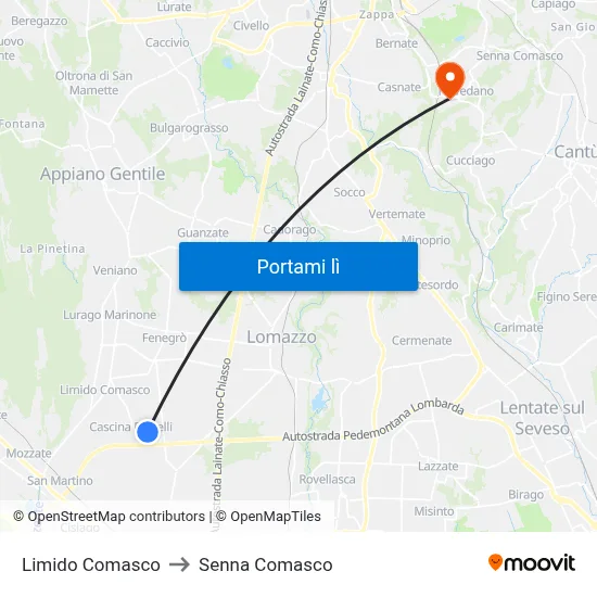 Limido Comasco to Senna Comasco map