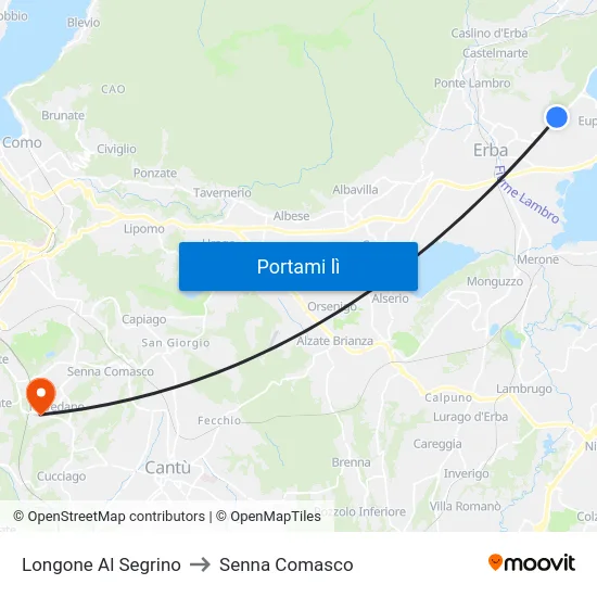 Longone Al Segrino to Senna Comasco map
