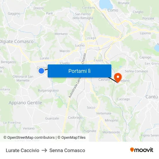 Lurate Caccivio to Senna Comasco map
