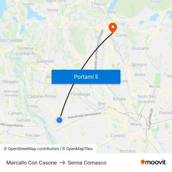 Marcallo Con Casone to Senna Comasco map