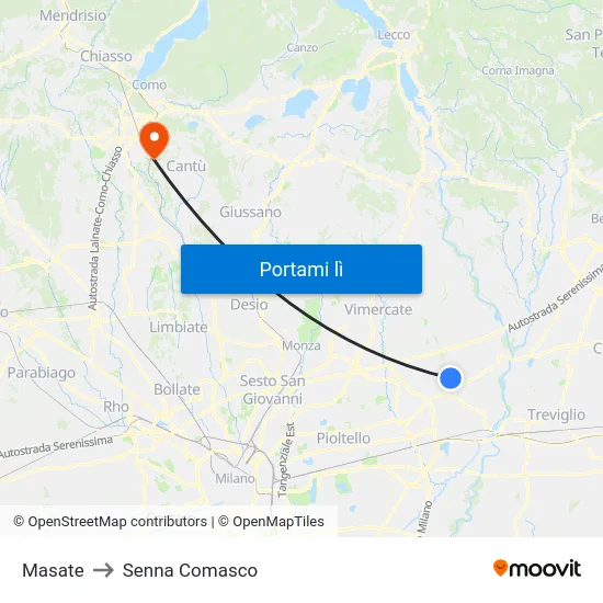 Masate to Senna Comasco map