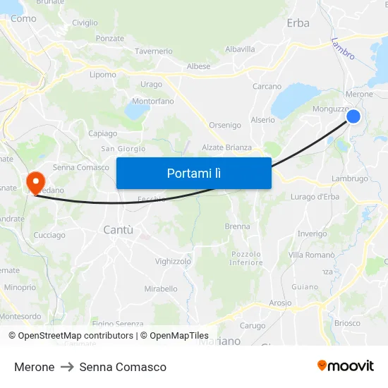 Merone to Senna Comasco map