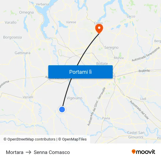 Mortara to Senna Comasco map