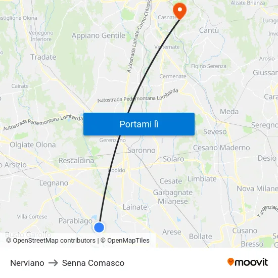 Nerviano to Senna Comasco map