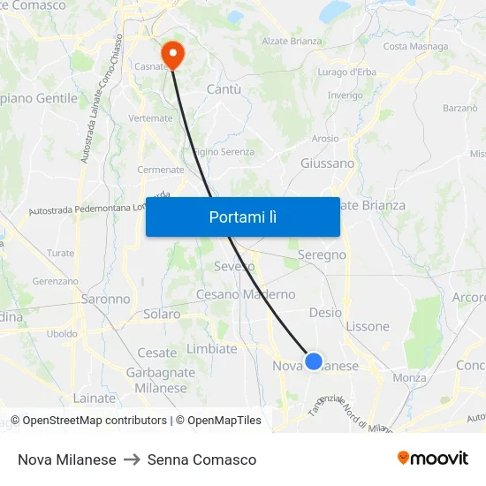 Nova Milanese to Senna Comasco map