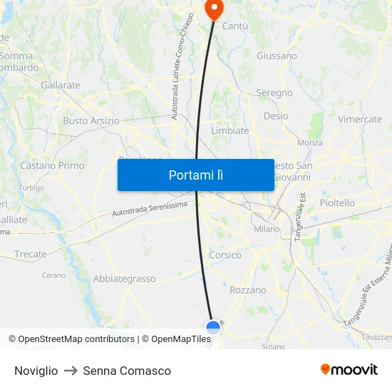 Noviglio to Senna Comasco map