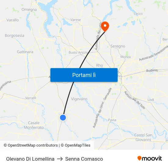 Olevano Di Lomellina to Senna Comasco map
