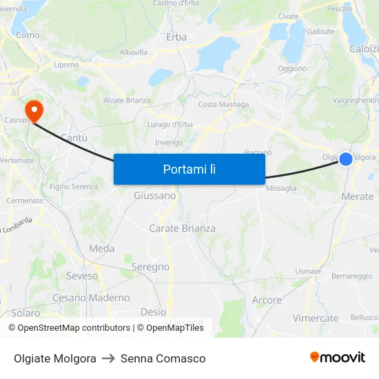 Olgiate Molgora to Senna Comasco map
