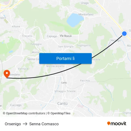 Orsenigo to Senna Comasco map