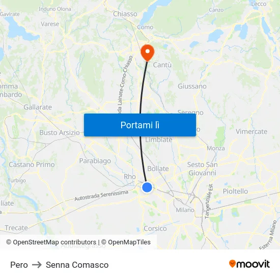 Pero to Senna Comasco map