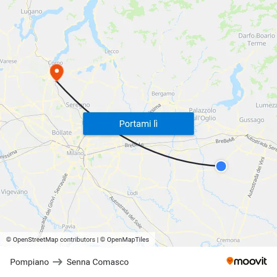 Pompiano to Senna Comasco map