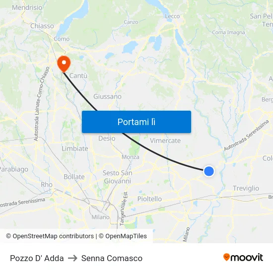 Pozzo D' Adda to Senna Comasco map