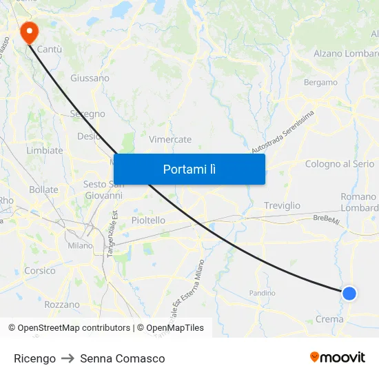 Ricengo to Senna Comasco map