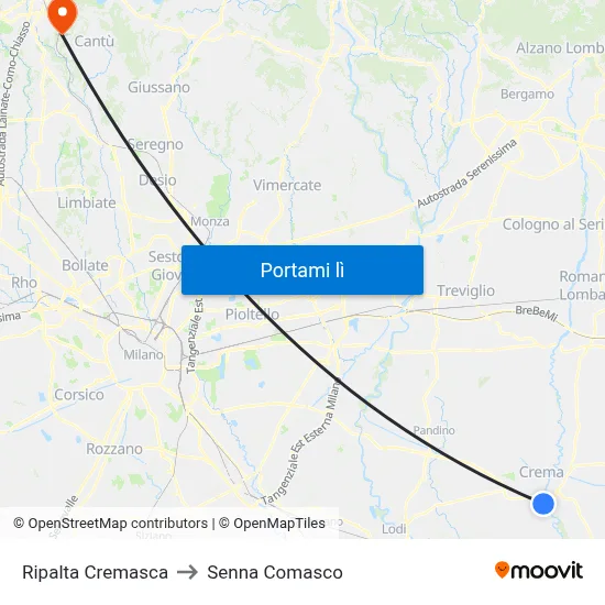 Ripalta Cremasca to Senna Comasco map