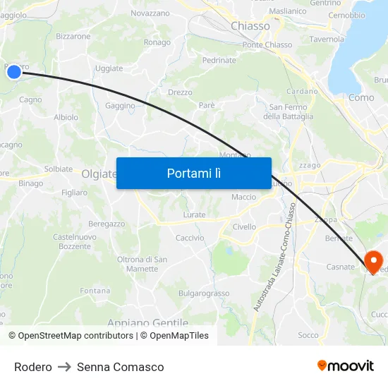 Rodero to Senna Comasco map