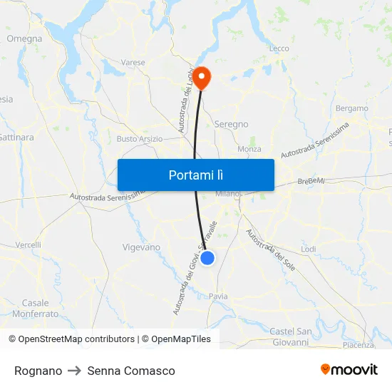 Rognano to Senna Comasco map