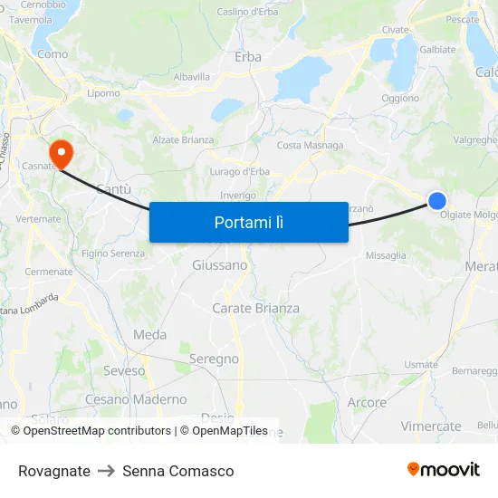Rovagnate to Senna Comasco map