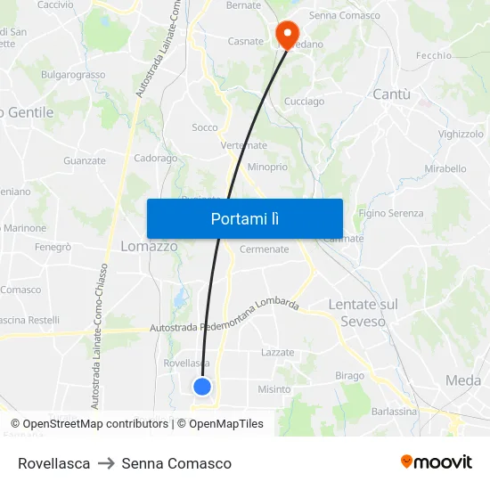 Rovellasca to Senna Comasco map
