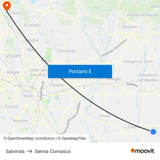 Salvirola to Senna Comasco map