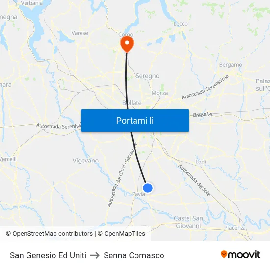 San Genesio Ed Uniti to Senna Comasco map