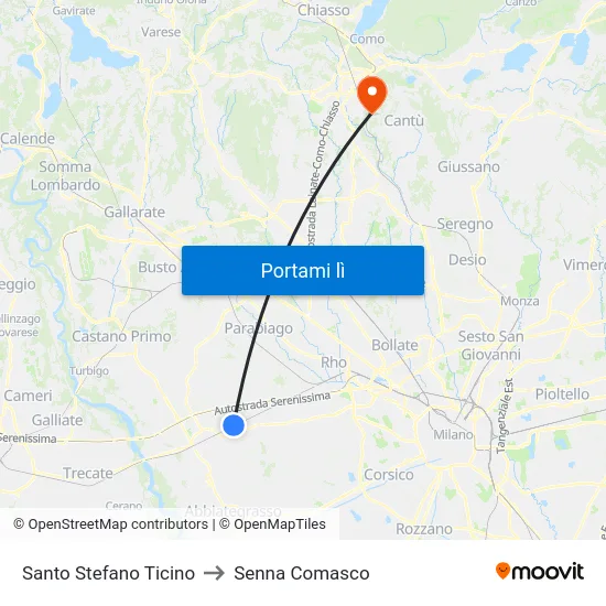 Santo Stefano Ticino to Senna Comasco map