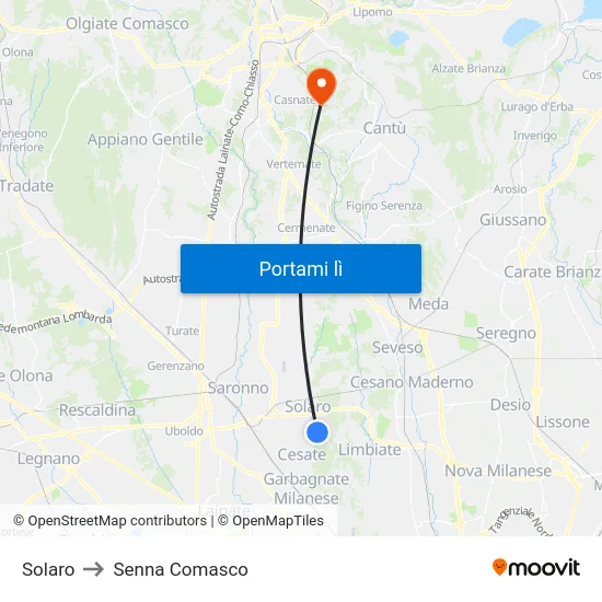Solaro to Senna Comasco map