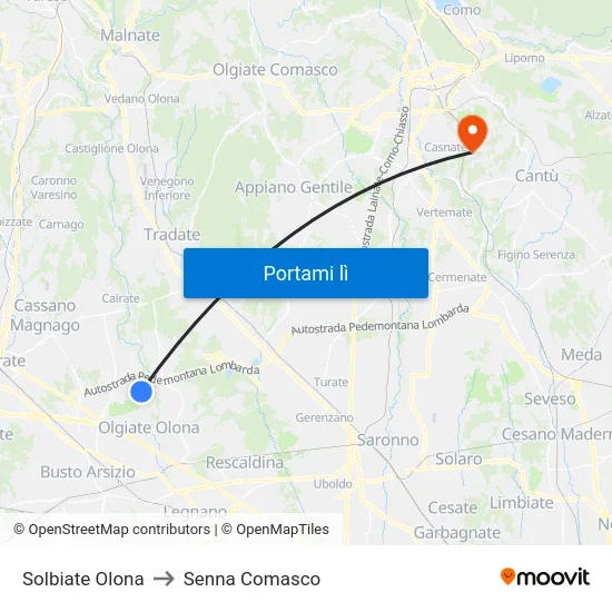Solbiate Olona to Senna Comasco map