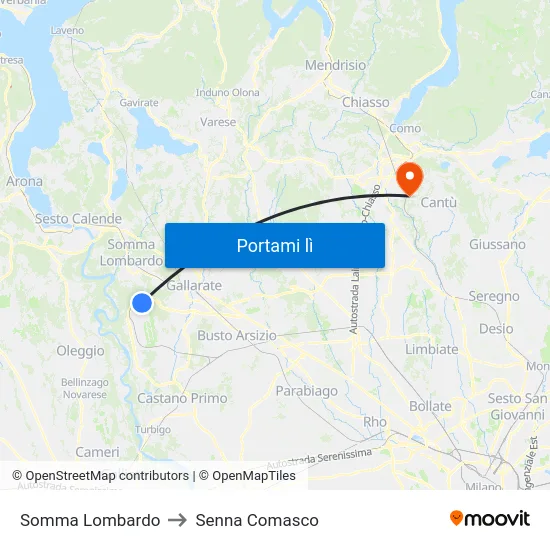 Somma Lombardo to Senna Comasco map