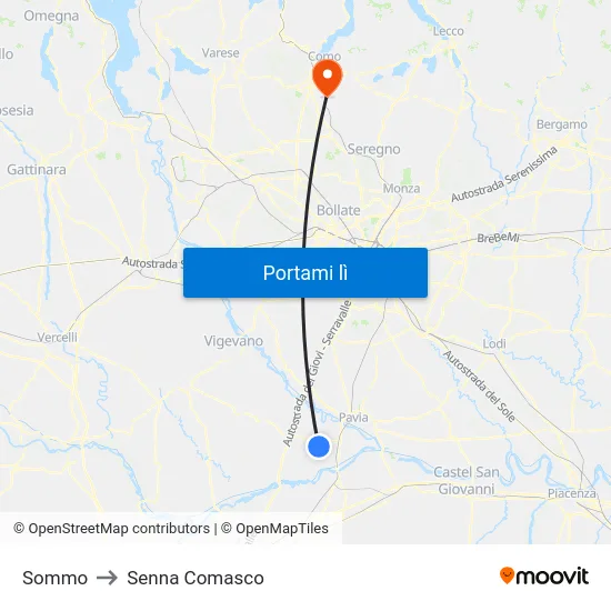 Sommo to Senna Comasco map