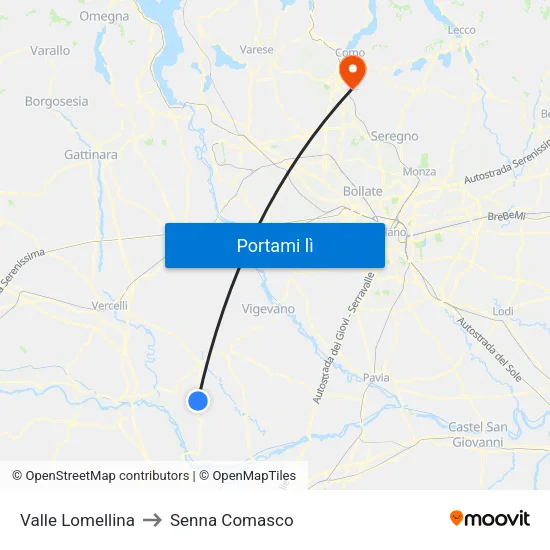 Valle Lomellina to Senna Comasco map