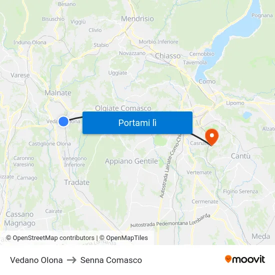 Vedano Olona to Senna Comasco map