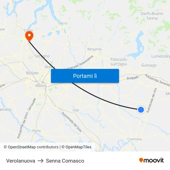 Verolanuova to Senna Comasco map