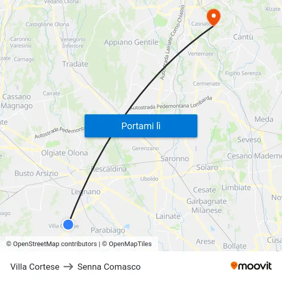 Villa Cortese to Senna Comasco map