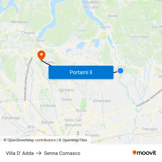 Villa D' Adda to Senna Comasco map