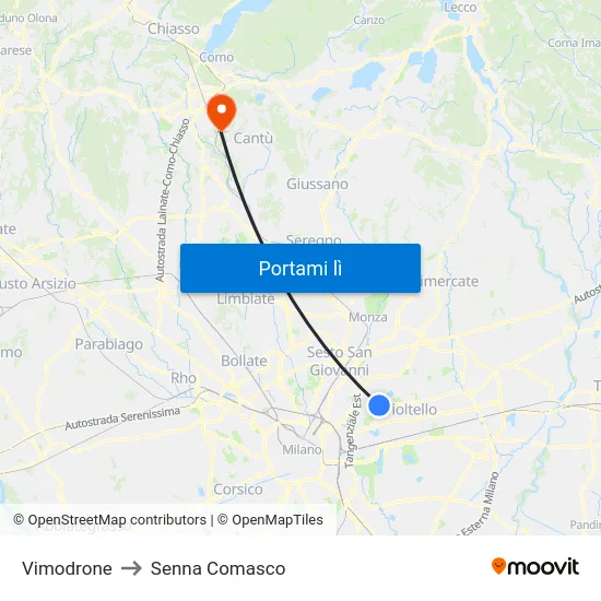 Vimodrone to Senna Comasco map