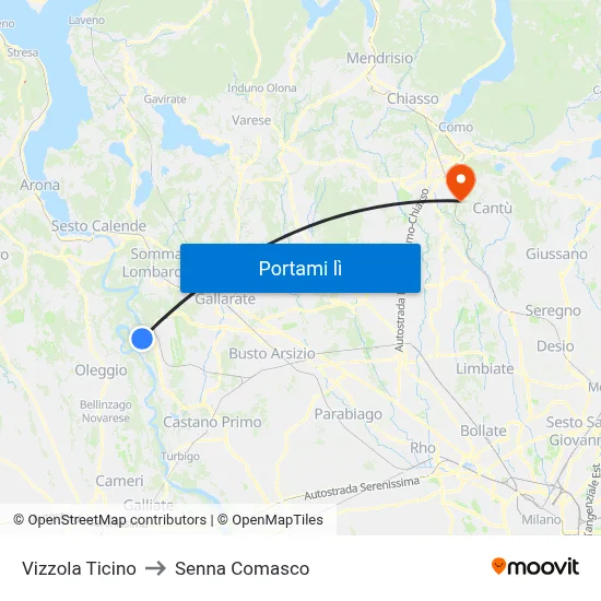 Vizzola Ticino to Senna Comasco map