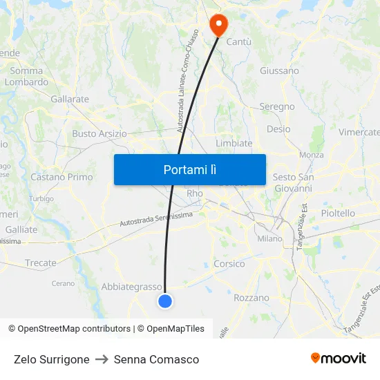 Zelo Surrigone to Senna Comasco map