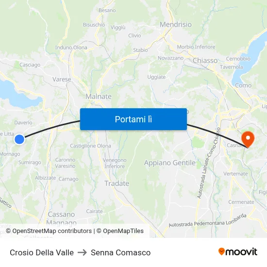 Crosio Della Valle to Senna Comasco map