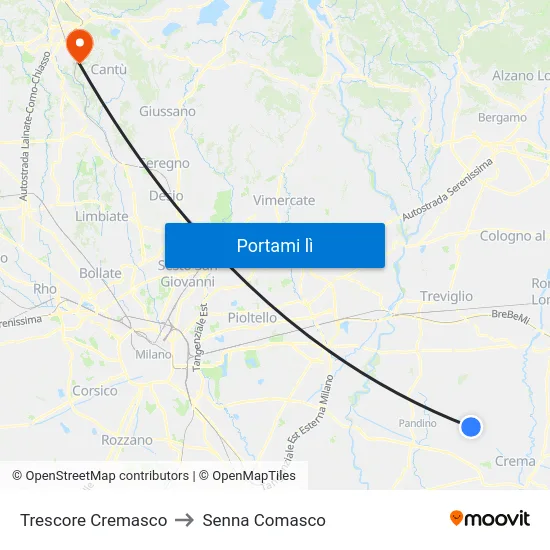 Trescore Cremasco to Senna Comasco map
